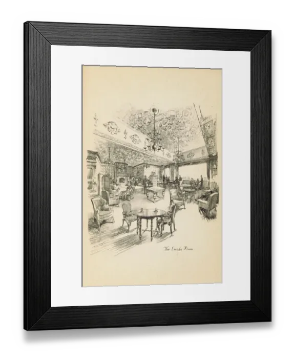 Framed Print : A sketch of the Smoke Room in the Park Lane Hotel, London Framed Print : A sketch of the Smoke Room in the Park Lane Hotel, London