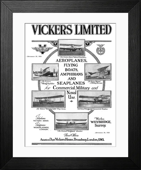 Framed Print : Vickers Limited Aviation Dept Framed Print : Vickers Limited Aviation Dept