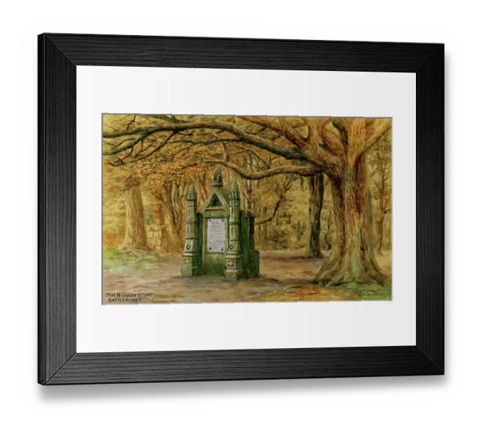 Framed Print : The Norman Stone, Battle Abbey, Battle, East Sussex Framed Print : The Norman Stone, Battle Abbey, Battle, East Sussex