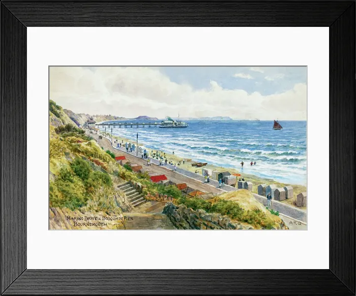 Framed Print : Marine Drive and Boscombe Pier, Bournemouth, Dorset
