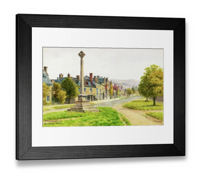 Framed Print : Memorial Cross, Broadway, Worcestershire Framed Print : Memorial Cross, Broadway, Worcestershire