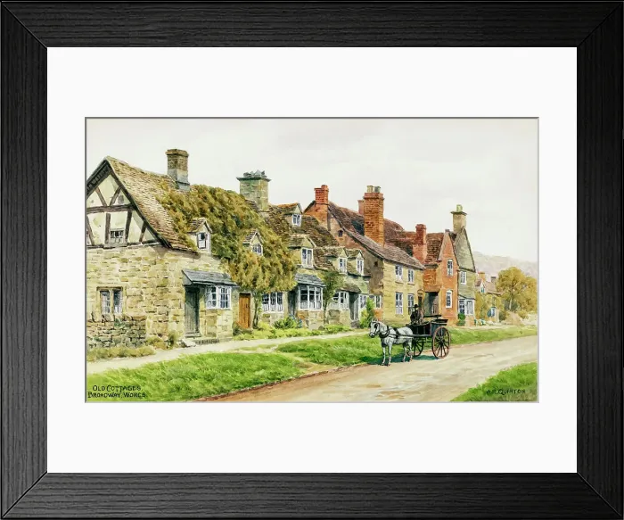 Framed Print : Old Cottages, Broadway, Worcestershire Framed Print : Old Cottages, Broadway, Worcestershire