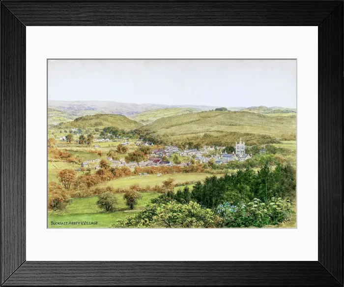 Framed Print : Buckfast Abbey and Village, Dartmoor, Devon Framed Print : Buckfast Abbey and Village, Dartmoor, Devon
