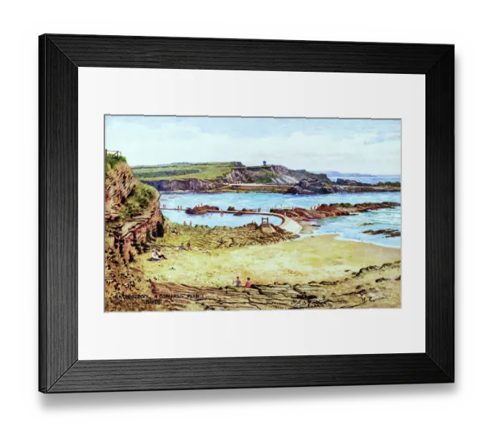 Framed Print : Bathing Pool and Compass Point, Bude, Cornwall Framed Print : Bathing Pool and Compass Point, Bude, Cornwall