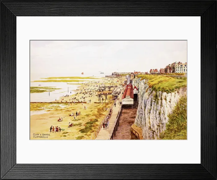 Framed Print : Cliff and Sands, Cliftonville, Margate, Kent Framed Print : Cliff and Sands, Cliftonville, Margate, Kent