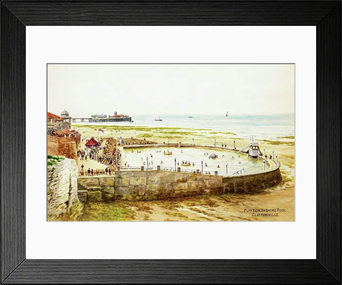 Framed Print : Clifton Bathing Pool, Cliftonville, Margate, Kent Framed Print : Clifton Bathing Pool, Cliftonville, Margate, Kent