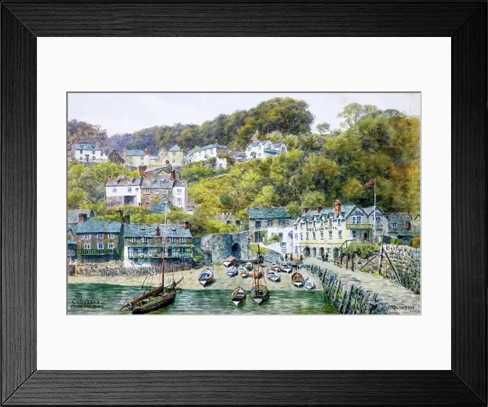 Framed Print : Clovelly, Devon, viewed from the Quay Framed Print : Clovelly, Devon, viewed from the Quay