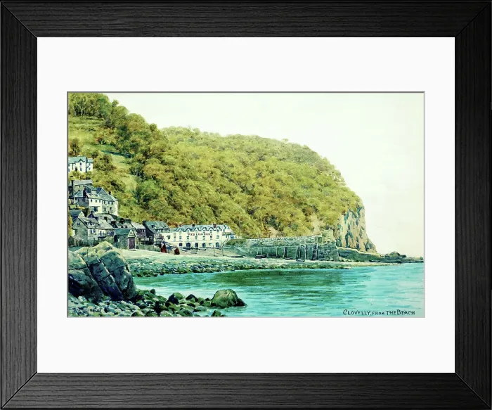 Framed Print : Clovelly, Devon, viewed from the Beach Framed Print : Clovelly, Devon, viewed from the Beach