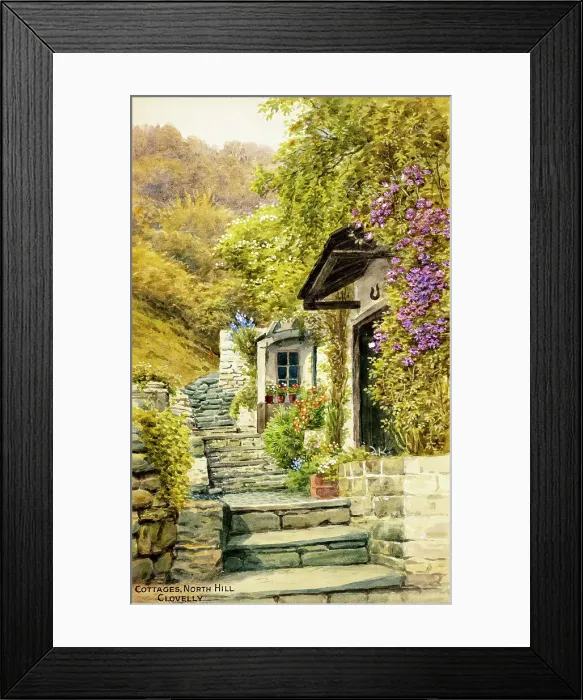 Framed Print : Cottages, North Hill, Clovelly, Devon Framed Print : Cottages, North Hill, Clovelly, Devon