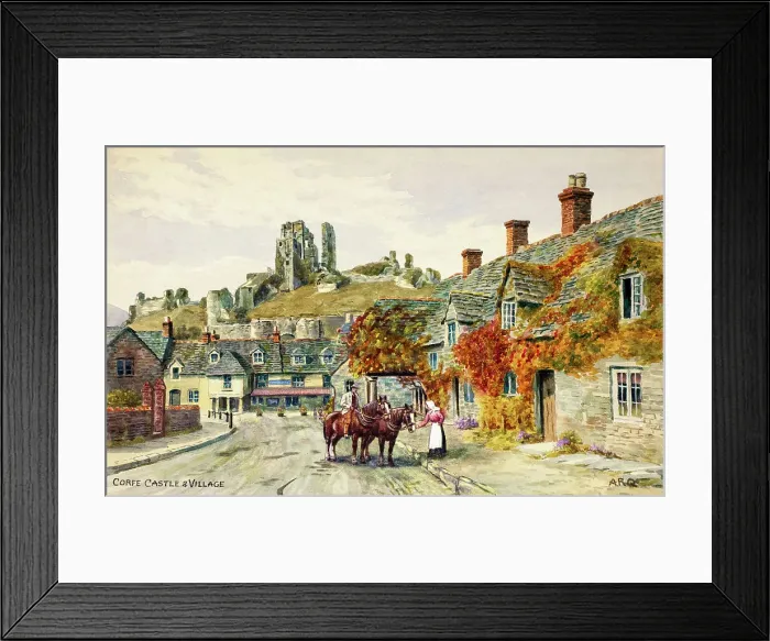 Framed Print : Corfe Castle and Village, Dorset Framed Print : Corfe Castle and Village, Dorset
