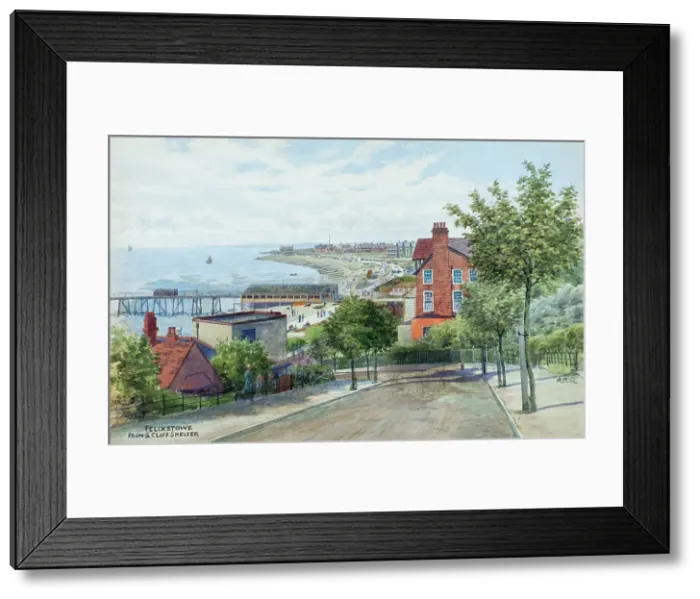 Framed Print : Felixstowe, Suffolk, viewed from South Cliff Shelter Framed Print : Felixstowe, Suffolk, viewed from South Cliff Shelter
