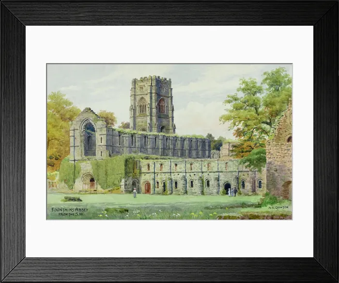 Framed Print : Fountains Abbey, North Yorkshire, viewed from the south west Framed Print : Fountains Abbey, North Yorkshire, viewed from the south west