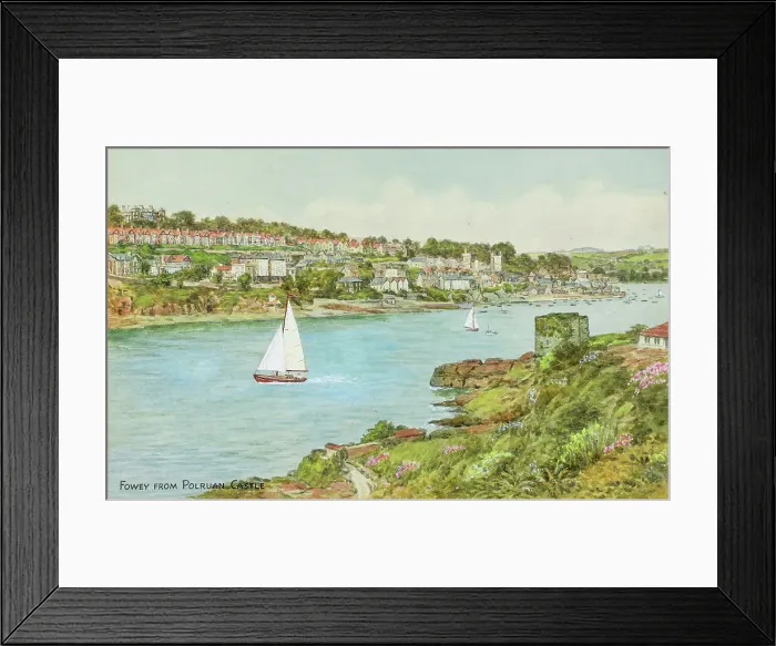 Framed Print : Fowey, Cornwall, viewed from Polruan Castle Framed Print : Fowey, Cornwall, viewed from Polruan Castle