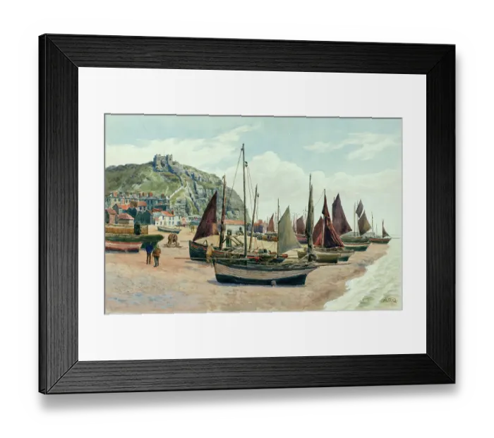 Framed Print : Fishing boats on the beach, Hastings, East Sussex Framed Print : Fishing boats on the beach, Hastings, East Sussex