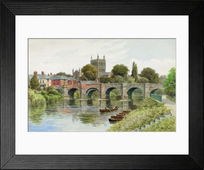 Framed Print : River and bridge, Hereford, Herefordshire Framed Print : River and bridge, Hereford, Herefordshire