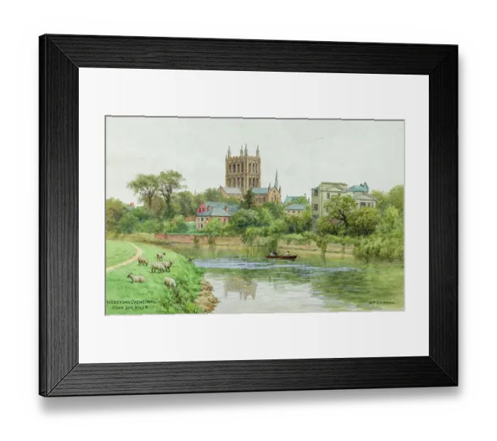 Framed Print : Hereford Cathedral from the river, Herefordshire Framed Print : Hereford Cathedral from the river, Herefordshire