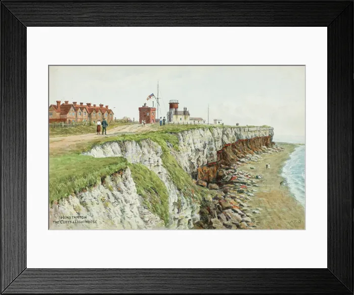 Framed Print : Cliffs and Lighthouse, Hunstanton, Norfolk