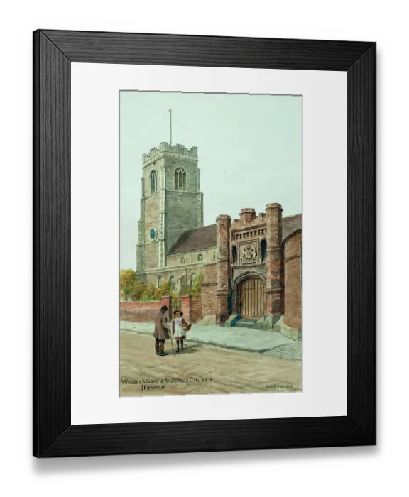 Framed Print : Wolsey's Gate and St Peter's Church, Ipswich, Suffolk Framed Print : Wolsey's Gate and St Peter's Church, Ipswich, Suffolk
