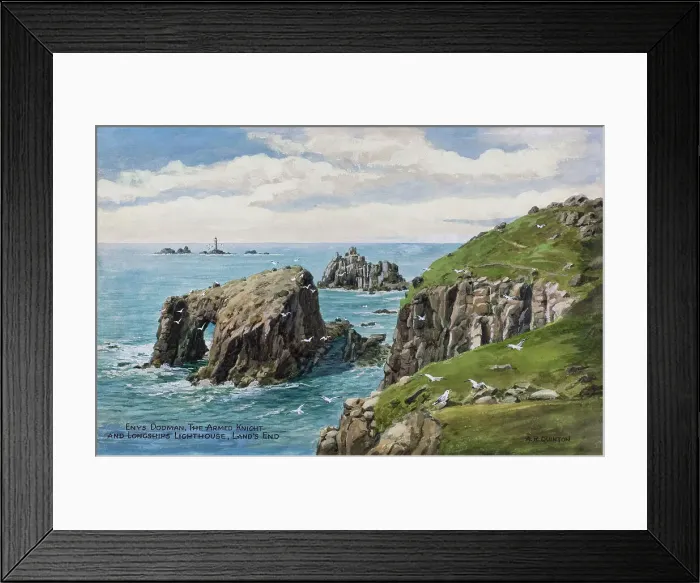 Framed Print : Rocks and Longships Lighthouse, Land's End, Cornwall Framed Print : Rocks and Longships Lighthouse, Land's End, Cornwall