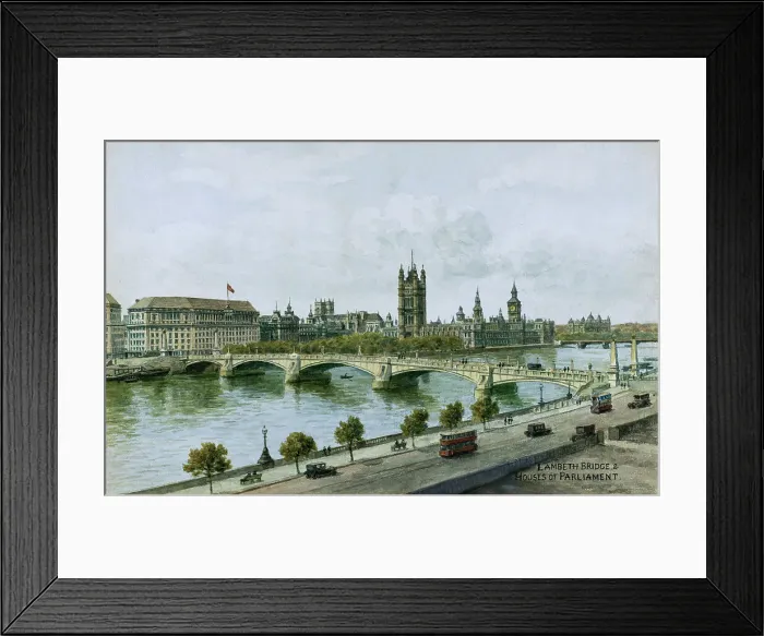 Framed Print : Lambeth Bridge and Houses of Parliament, London Framed Print : Lambeth Bridge and Houses of Parliament, London
