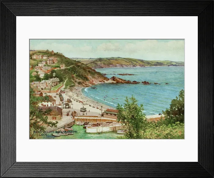 Framed Print : Beach and cliffs from Hannafore, Looe, Cornwall Framed Print : Beach and cliffs from Hannafore, Looe, Cornwall