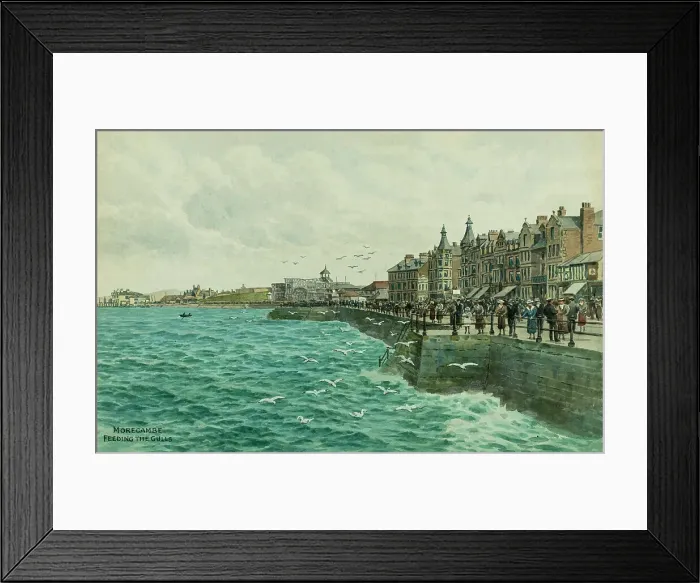 Framed Print : Feeding the gulls, Morecambe, Lancashire Framed Print : Feeding the gulls, Morecambe, Lancashire