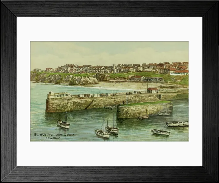 Framed Print : Harbour and Towan Beach, Newquay, Cornwall Framed Print : Harbour and Towan Beach, Newquay, Cornwall
