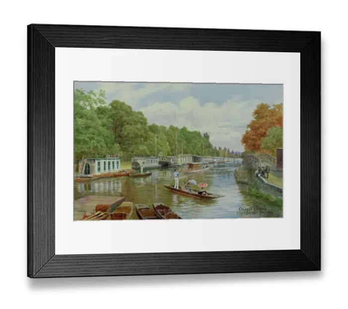 Framed Print : College barges at Folly Bridge, Oxford, Oxfordshire Framed Print : College barges at Folly Bridge, Oxford, Oxfordshire