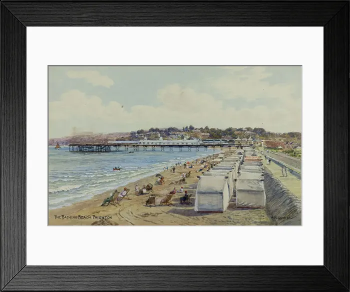 Framed Print : Bathing Beach, Paignton, Devon Framed Print : Bathing Beach, Paignton, Devon
