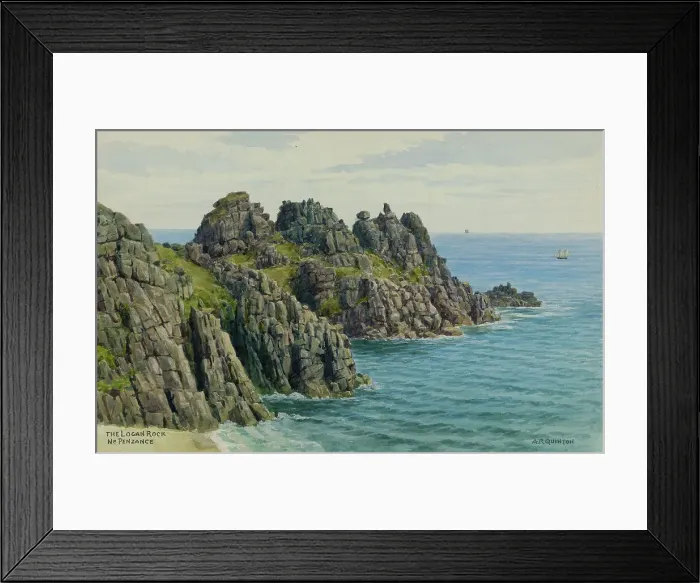 Framed Print : Logan Rock, Porthcurno, near Penzance, Cornwall Framed Print : Logan Rock, Porthcurno, near Penzance, Cornwall
