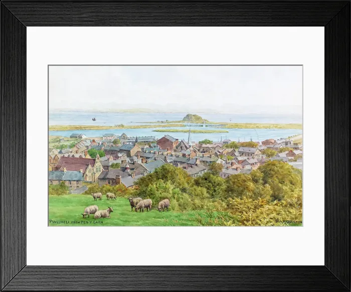Framed Print : Pwllheli, North Wales, viewed from Pen Y Garn mountain Framed Print : Pwllheli, North Wales, viewed from Pen Y Garn mountain