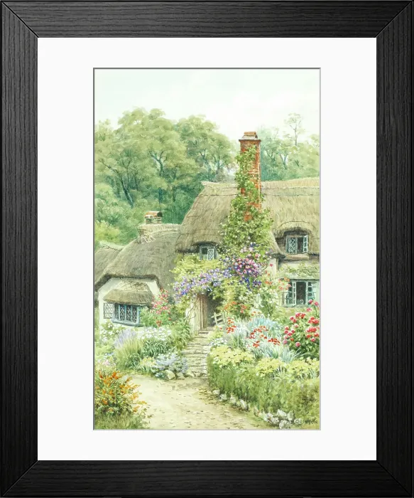 Framed Print : Thatched cottages at Selworthy, Somerset Framed Print : Thatched cottages at Selworthy, Somerset