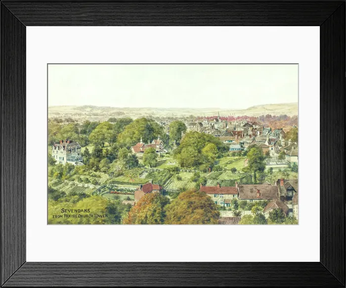 Framed Print : Sevenoaks, Kent, viewed from parish church tower Framed Print : Sevenoaks, Kent, viewed from parish church tower