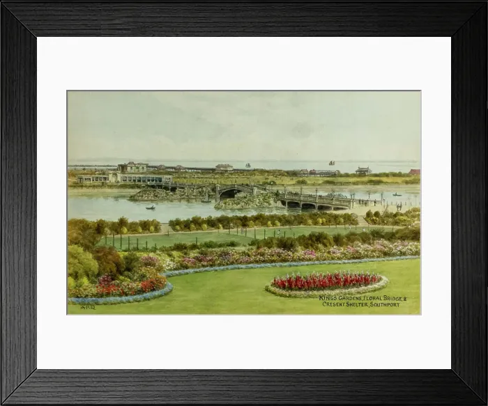 Framed Print : Kings Gardens and Floral Bridge, Southport, Lancashire Framed Print : Kings Gardens and Floral Bridge, Southport, Lancashire