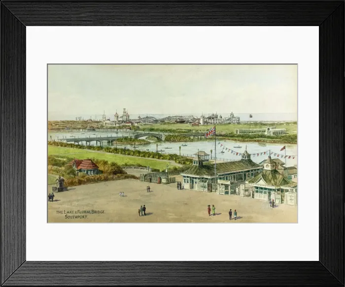 Framed Print : Lake and Floral Bridge, Southport, Lancashire Framed Print : Lake and Floral Bridge, Southport, Lancashire