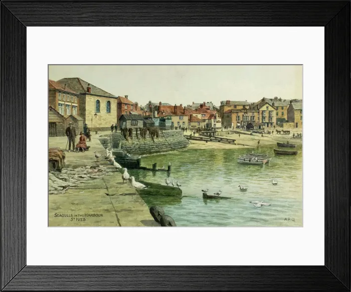 Framed Print : Seagulls in the Harbour, St Ives, Cornwall Framed Print : Seagulls in the Harbour, St Ives, Cornwall