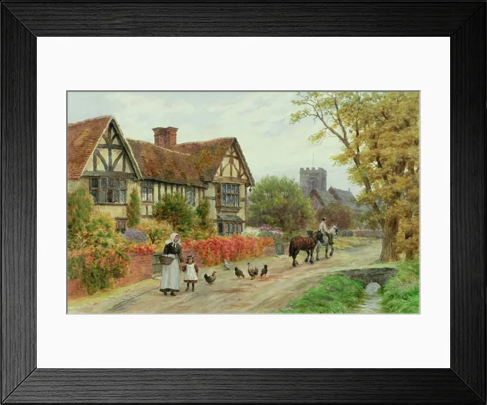 Framed Print : Cottages and church at Steventon, Oxfordshire Framed Print : Cottages and church at Steventon, Oxfordshire