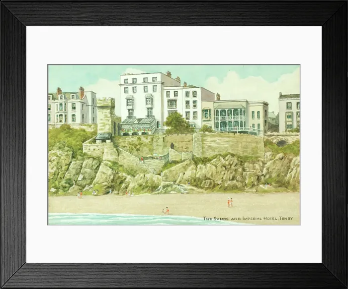 Framed Print : Beach and Imperial Hotel, Tenby, Pembrokeshire, South Wales Framed Print : Beach and Imperial Hotel, Tenby, Pembrokeshire, South Wales