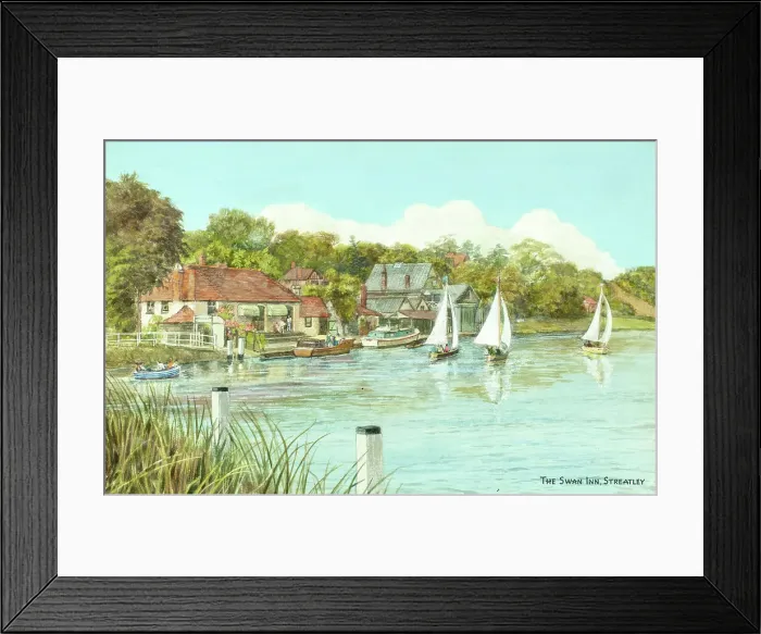 Framed Print : Swan Inn on River Thames at Streatley, Oxfordshire Framed Print : Swan Inn on River Thames at Streatley, Oxfordshire