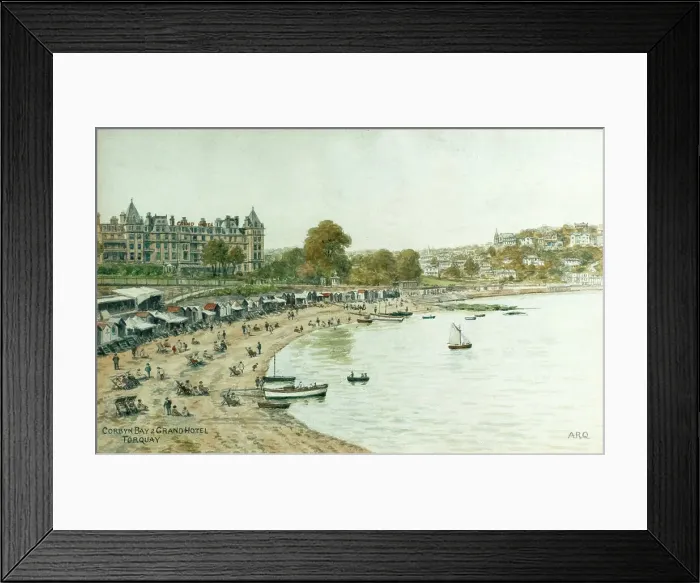 Framed Print : Corbyn Bay and Grand Hotel, Torquay, South Devon Framed Print : Corbyn Bay and Grand Hotel, Torquay, South Devon
