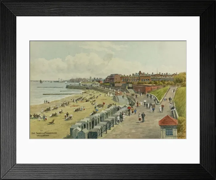 Framed Print : Beach and Promenade at Westbrook, Kent Framed Print : Beach and Promenade at Westbrook, Kent