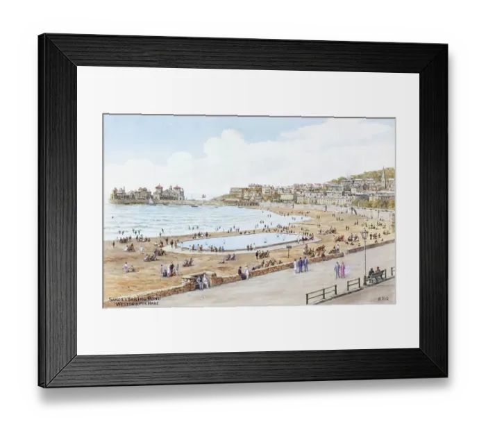 Framed Print : Beach and Sailing Pond, Weston-super-Mare, Somerset Framed Print : Beach and Sailing Pond, Weston-super-Mare, Somerset