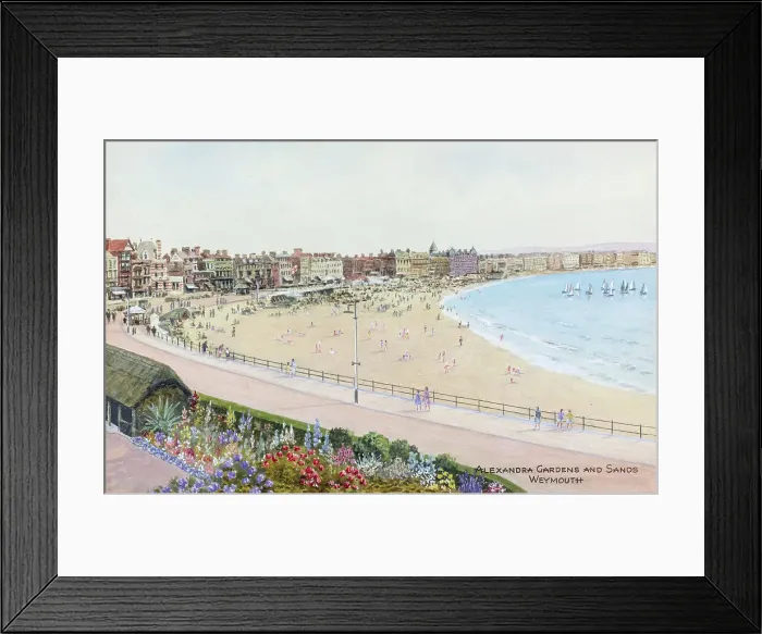 Framed Print : Alexandra Gardens and Beach, Weymouth, Dorset Framed Print : Alexandra Gardens and Beach, Weymouth, Dorset
