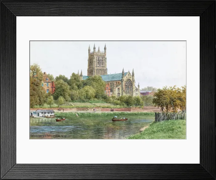 Framed Print : Worcester Cathedral and River Severn