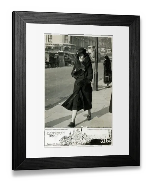 Framed Print : Candid photograph - Central London - Young Woman in furs Framed Print : Candid photograph - Central London - Young Woman in furs