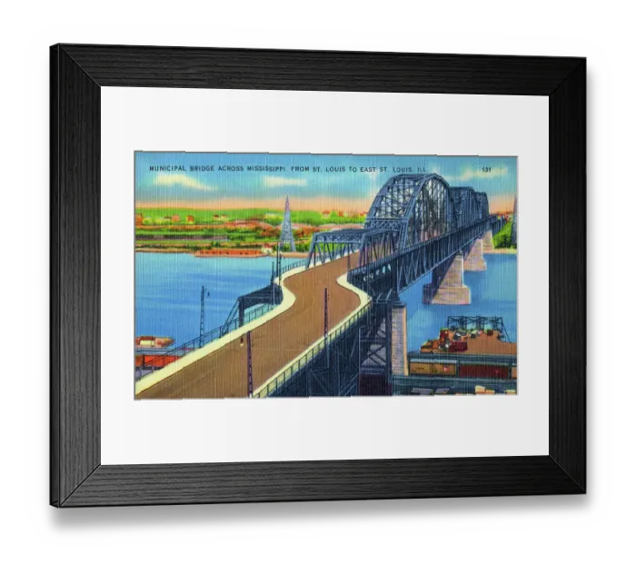 Framed Print : Municipal Bridge across Mississippi River, St. Louis, USA Framed Print : Municipal Bridge across Mississippi River, St. Louis, USA