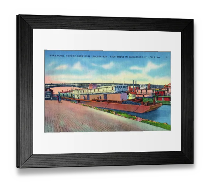 Framed Print : St. Louis, Missouri, USA - Show Boat and Eads Bridge Framed Print : St. Louis, Missouri, USA - Show Boat and Eads Bridge