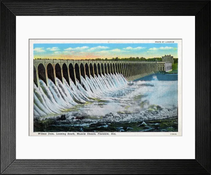Framed Print : Wilson Dam looking south - Muscle Shoal, Florence, Alabama Framed Print : Wilson Dam looking south - Muscle Shoal, Florence, Alabama