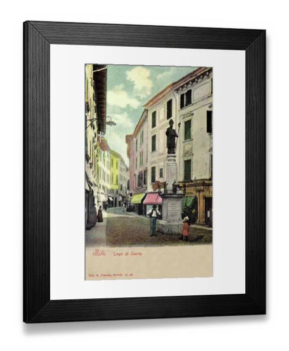 Framed Print : Salo, Province of Brescia - Street Scene - Borromeo Statue Framed Print : Salo, Province of Brescia - Street Scene - Borromeo Statue