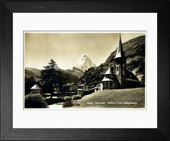 Framed Print : Church at Zermatt with Church and the Matterhorn Framed Print : Church at Zermatt with Church and the Matterhorn
